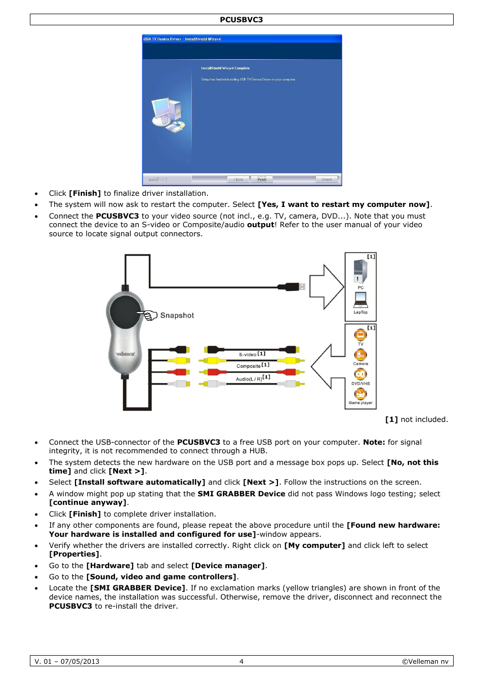 Velleman PCUSBVC3 User Manual | Page 4 / 33