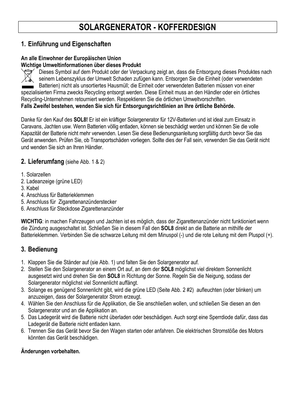 Solargenerator - kofferdesign | Velleman SOL8 User Manual | Page 6 / 10