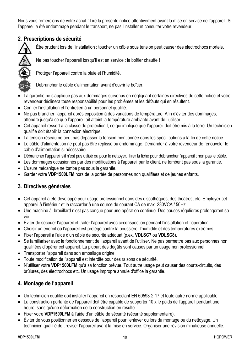 Velleman VDP1500LFM User Manual | Page 10 / 22