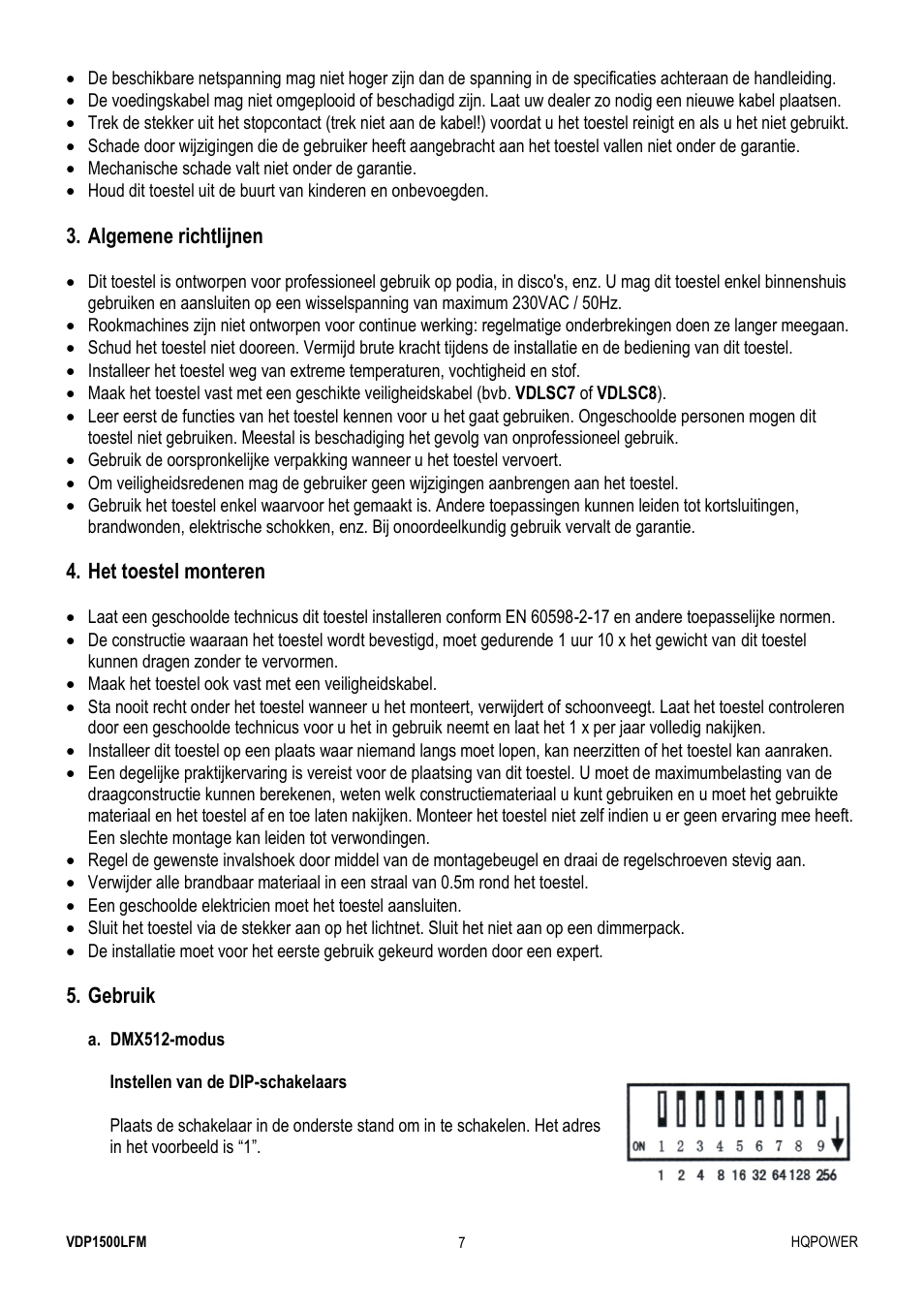 Velleman VDP1500LFM User Manual | Page 7 / 22