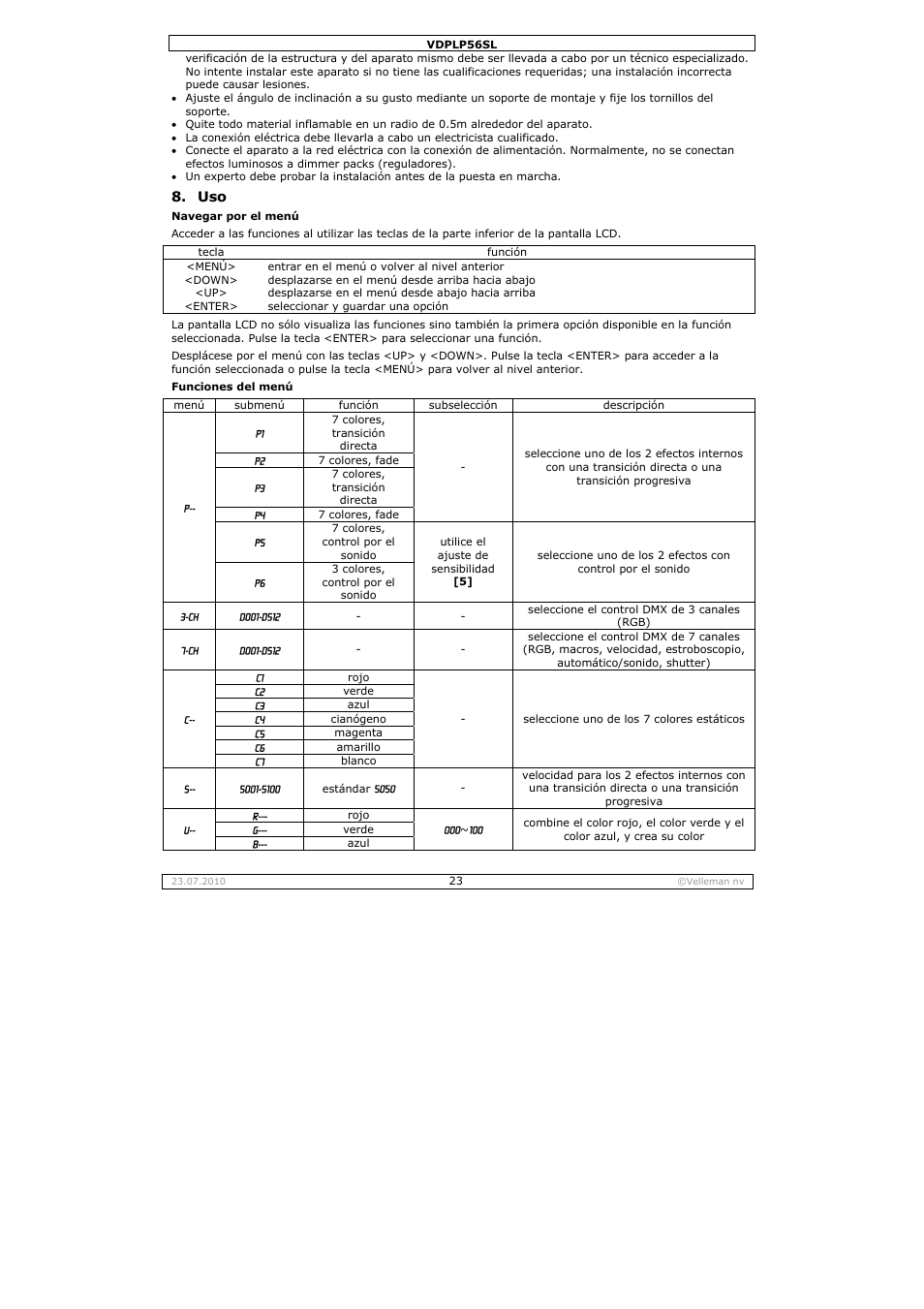 Velleman VDPLP56SL User Manual | Page 23 / 34