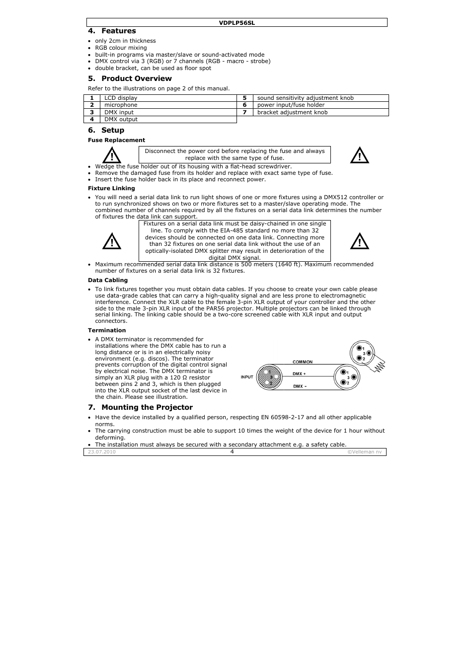 Velleman VDPLP56SL User Manual | Page 4 / 34