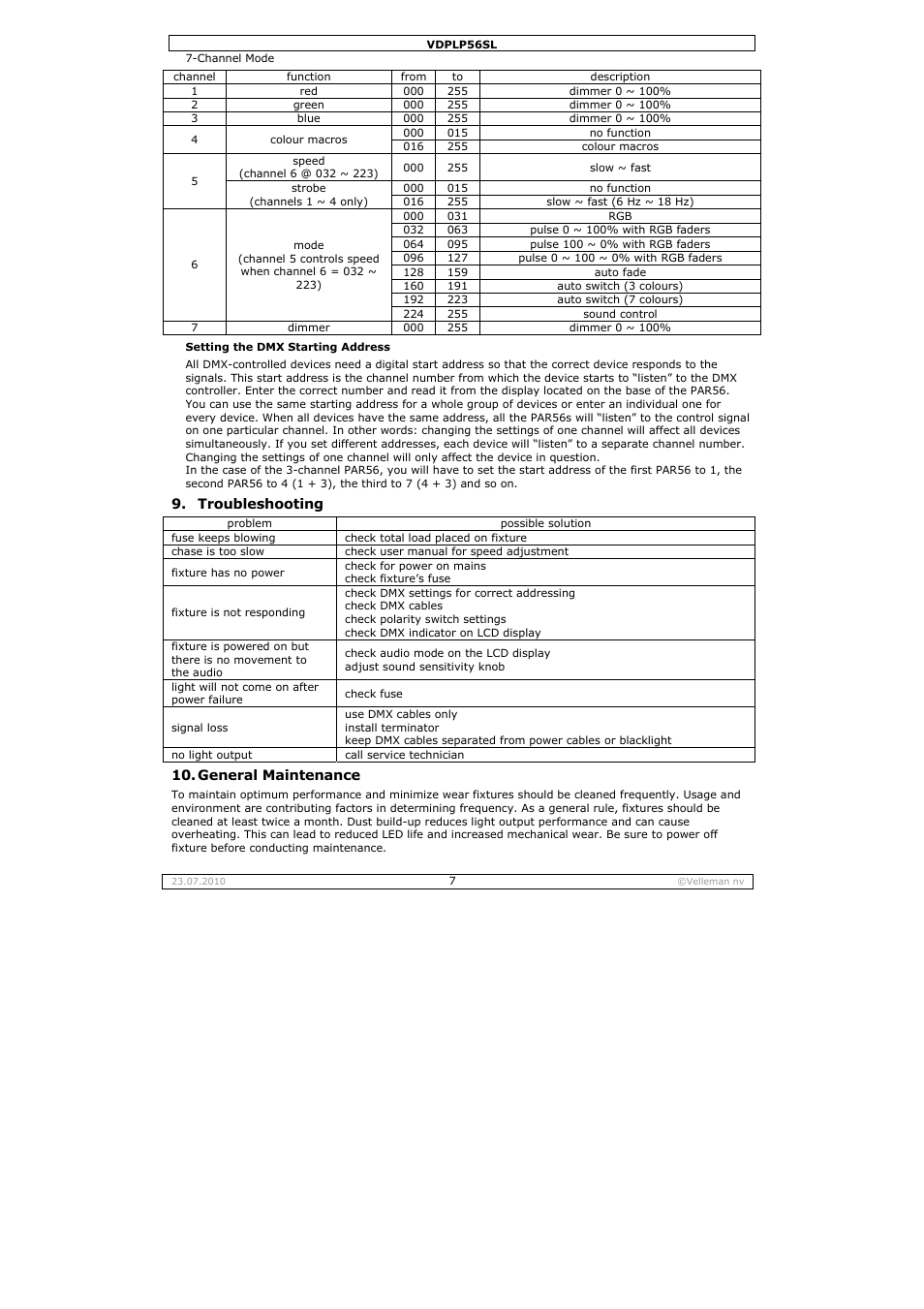 Velleman VDPLP56SL User Manual | Page 7 / 34