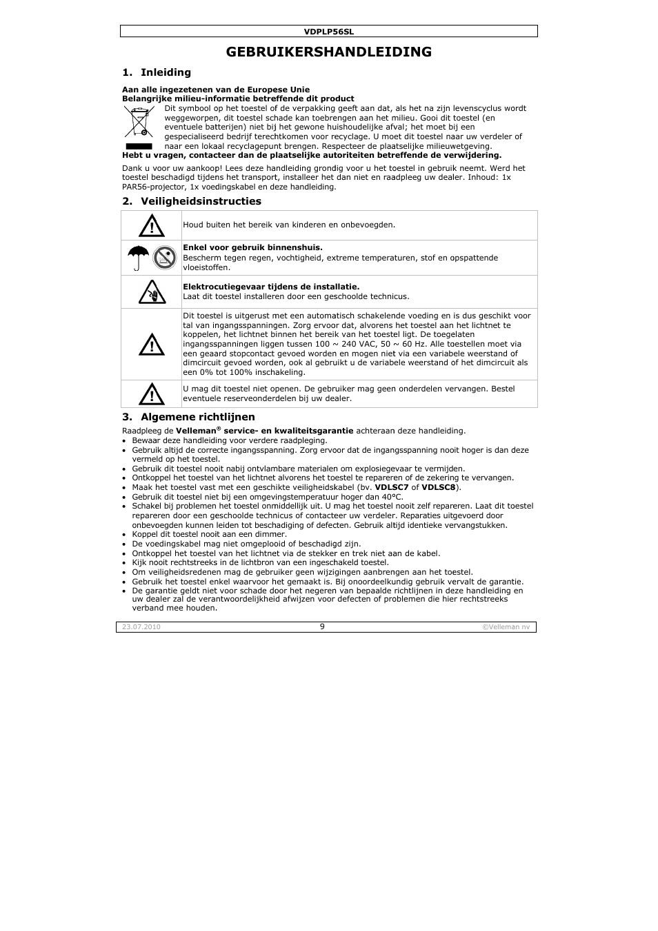 Gebru, Uikersha, Andleid | Ding | Velleman VDPLP56SL User Manual | Page 9 / 34