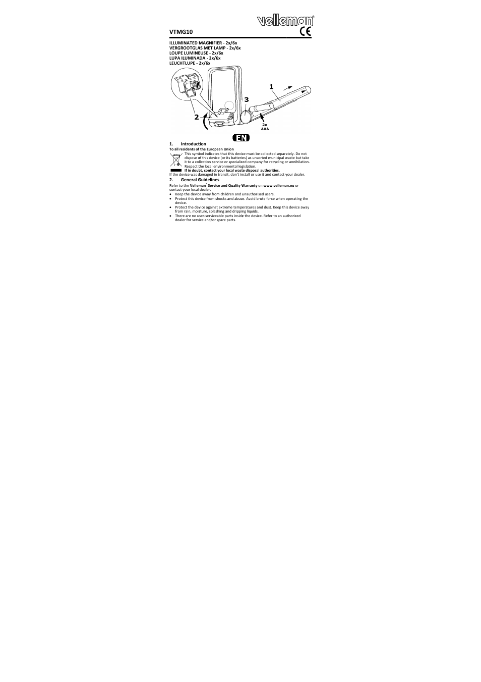 Velleman VTMG10 User Manual | 8 pages