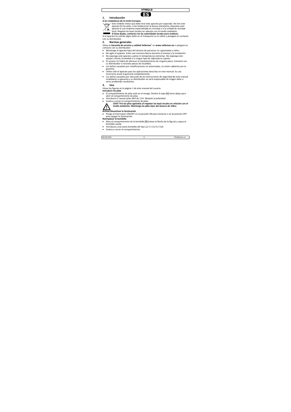 Velleman VTMG10 User Manual | Page 6 / 8