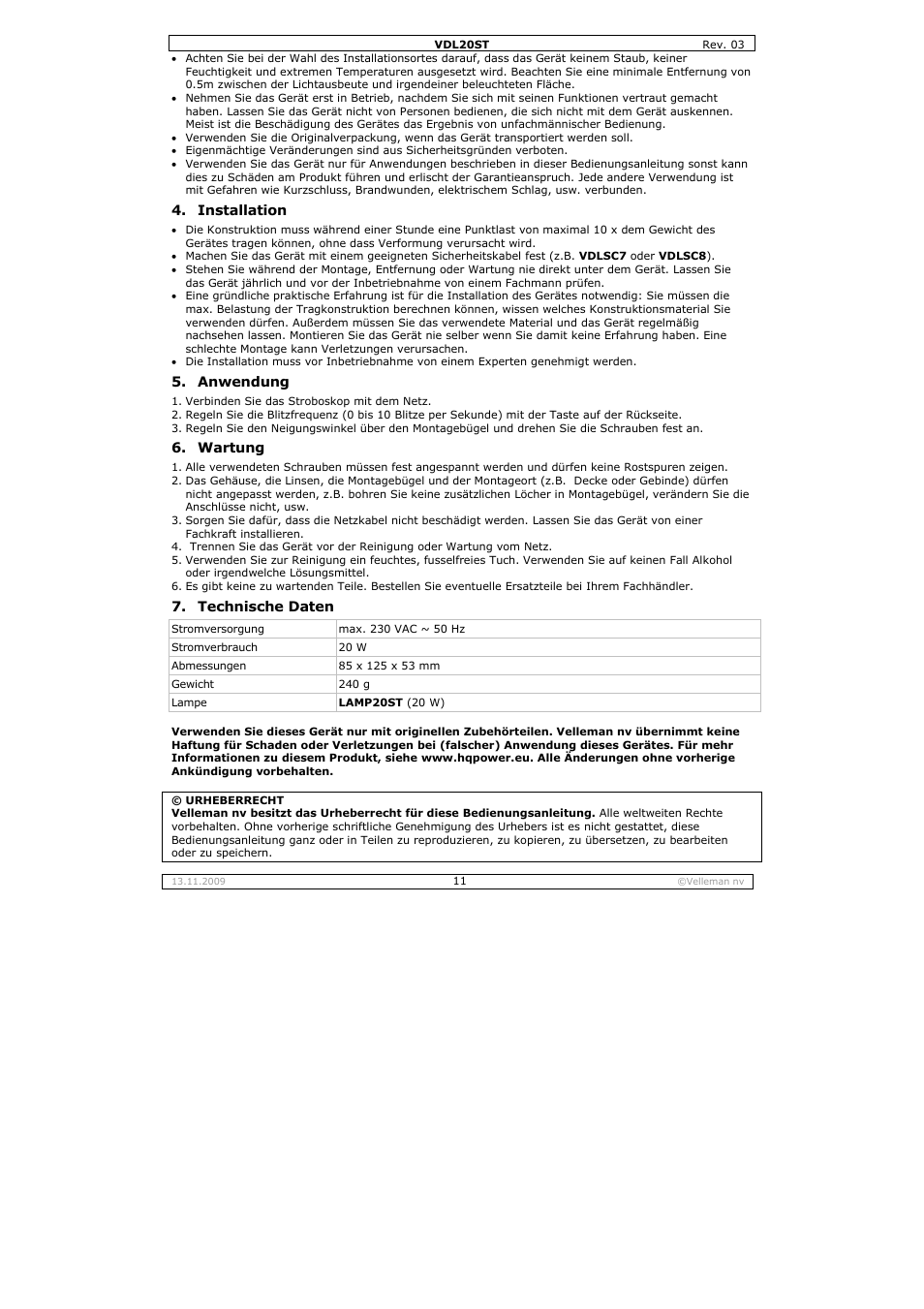 Velleman VDL20ST User Manual | Page 11 / 13