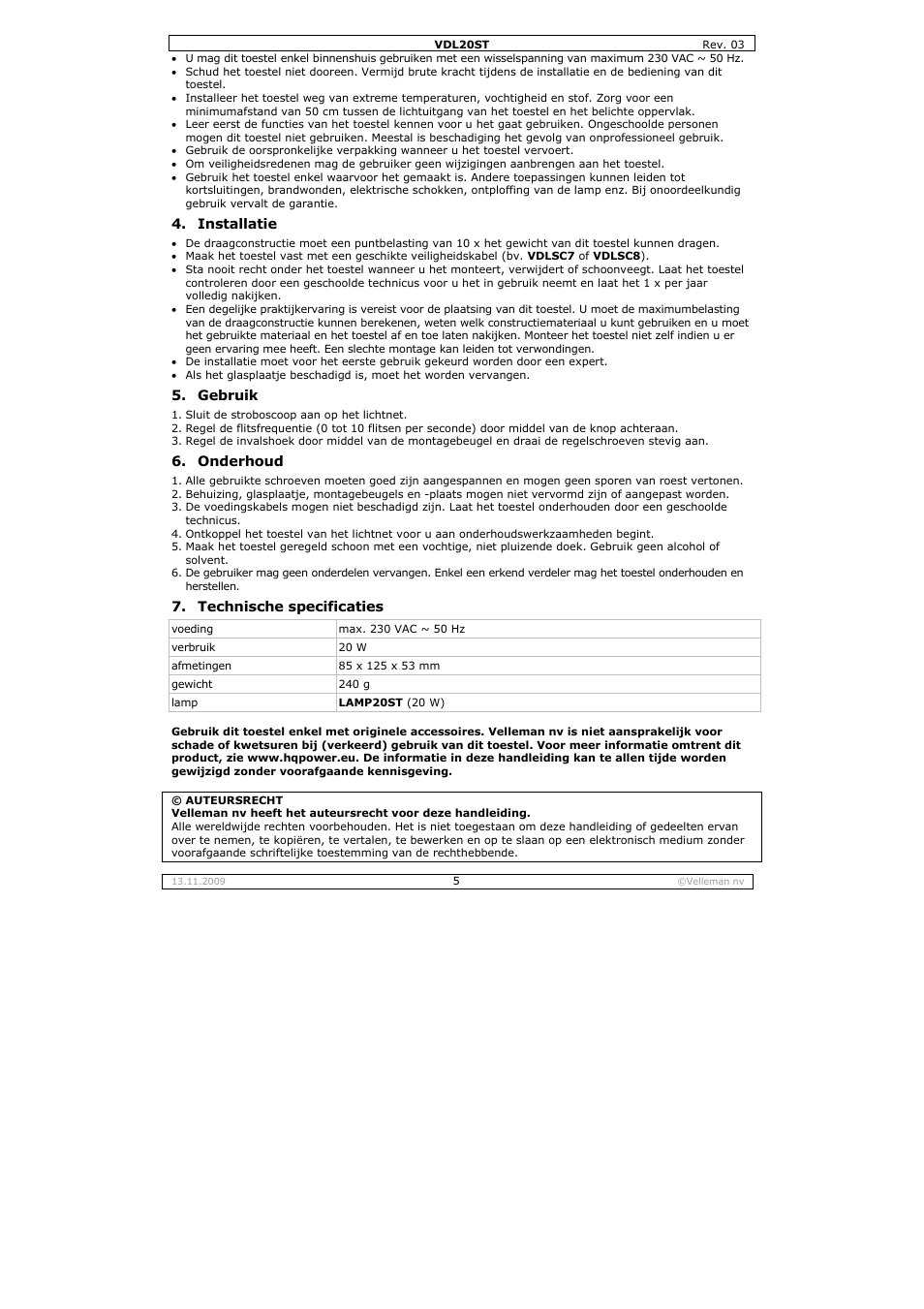 Velleman VDL20ST User Manual | Page 5 / 13