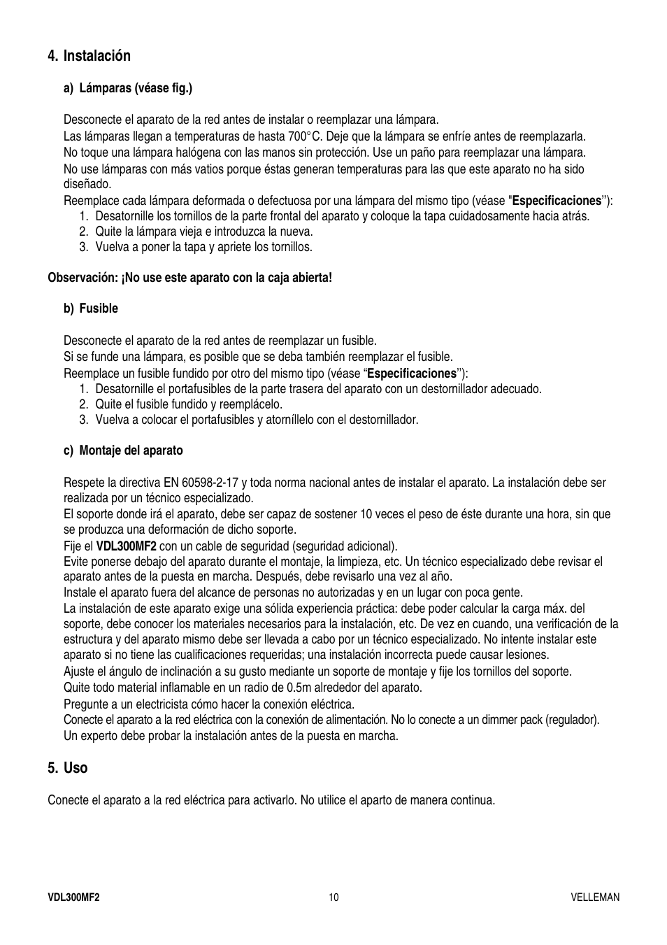 Velleman VDL300MF2 User Manual | Page 10 / 15