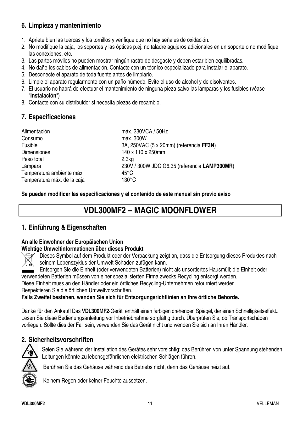 Vdl300mf2 – magic moonflower | Velleman VDL300MF2 User Manual | Page 11 / 15
