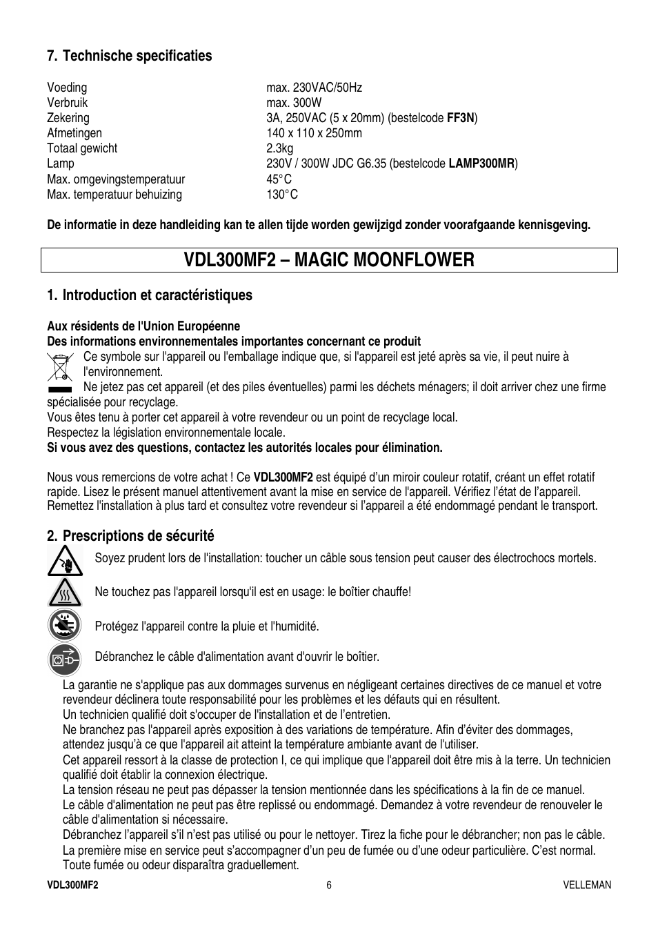Vdl300mf2 – magic moonflower | Velleman VDL300MF2 User Manual | Page 6 / 15