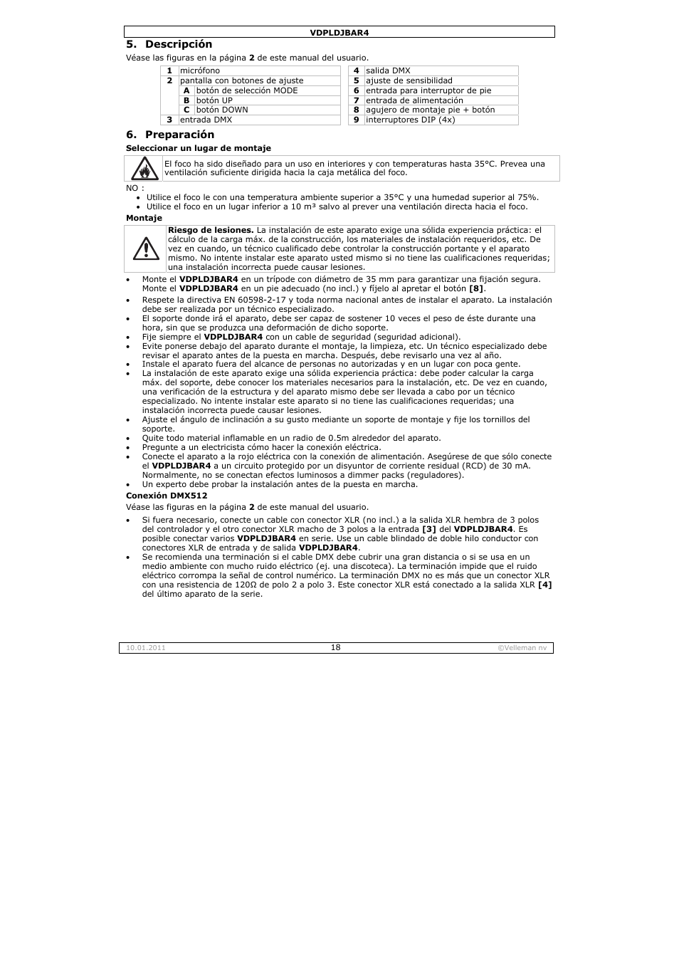 Velleman VDPLDJBAR4 User Manual | Page 18 / 27
