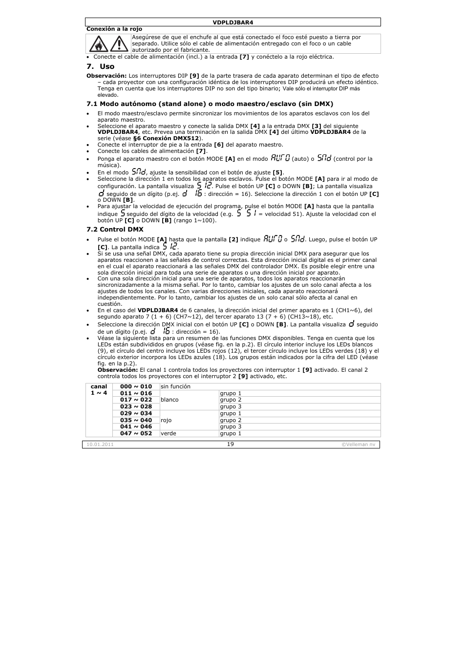 Velleman VDPLDJBAR4 User Manual | Page 19 / 27
