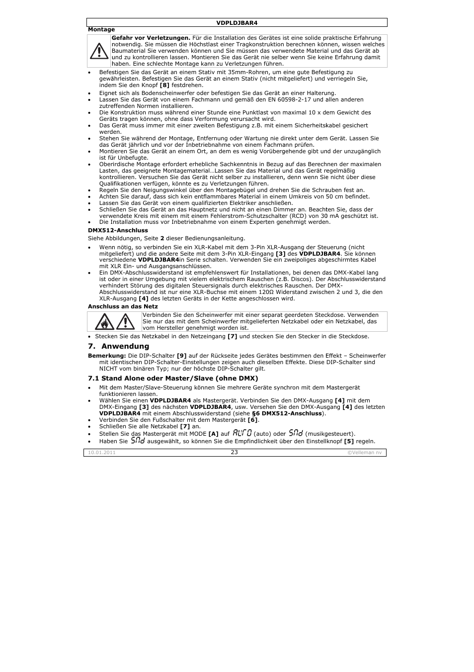 Velleman VDPLDJBAR4 User Manual | Page 23 / 27