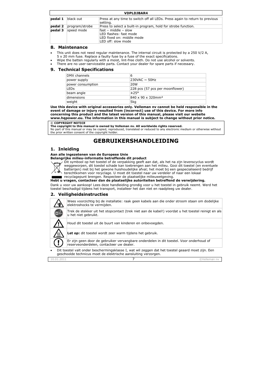 Gebru, Uikersha, Andleid | Ding | Velleman VDPLDJBAR4 User Manual | Page 7 / 27