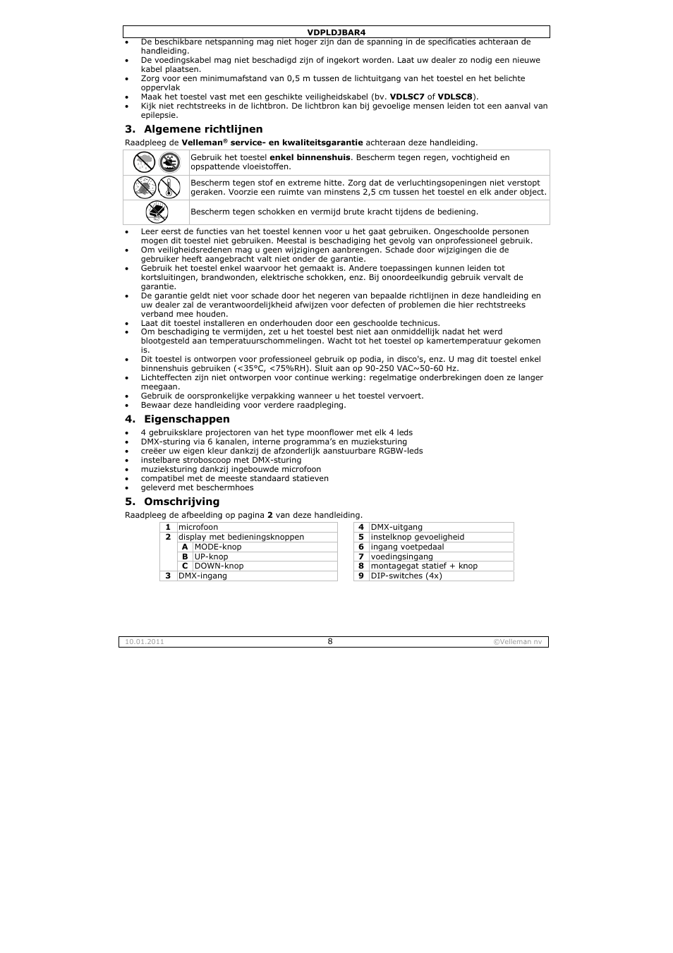 Velleman VDPLDJBAR4 User Manual | Page 8 / 27