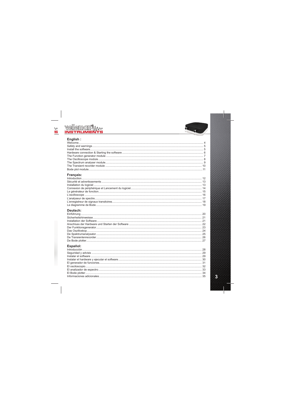 Velleman PCSU200 User Manual | Page 3 / 36