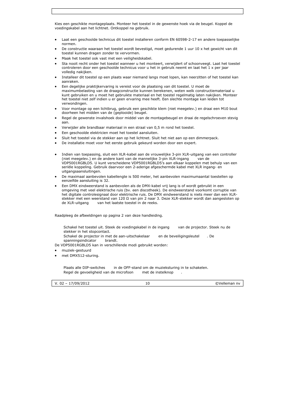 Velleman VDP5001RGBLD5 User Manual | Page 10 / 30