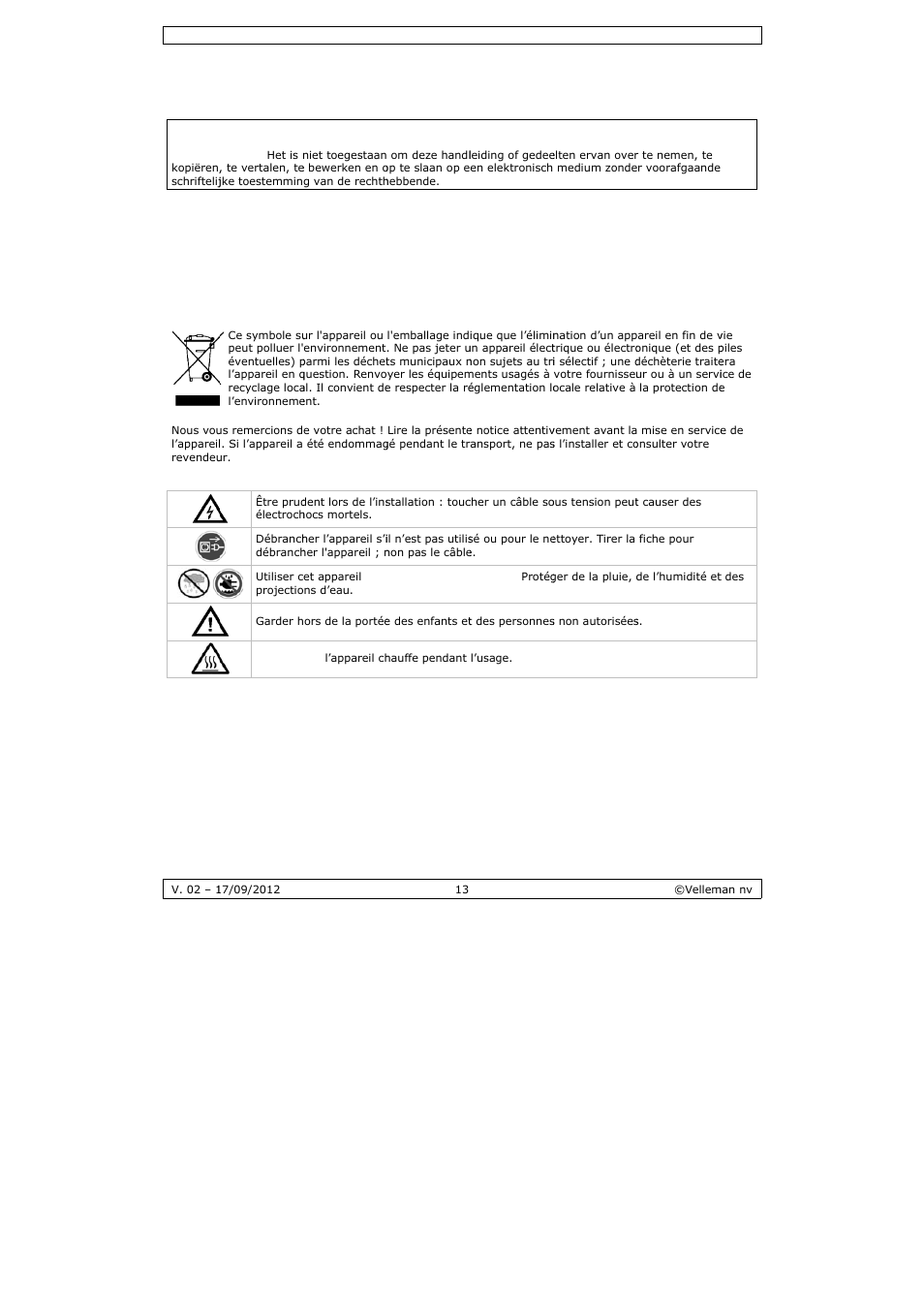 Mode d'emploi, Mode d’e, Emploi | Velleman VDP5001RGBLD5 User Manual | Page 13 / 30
