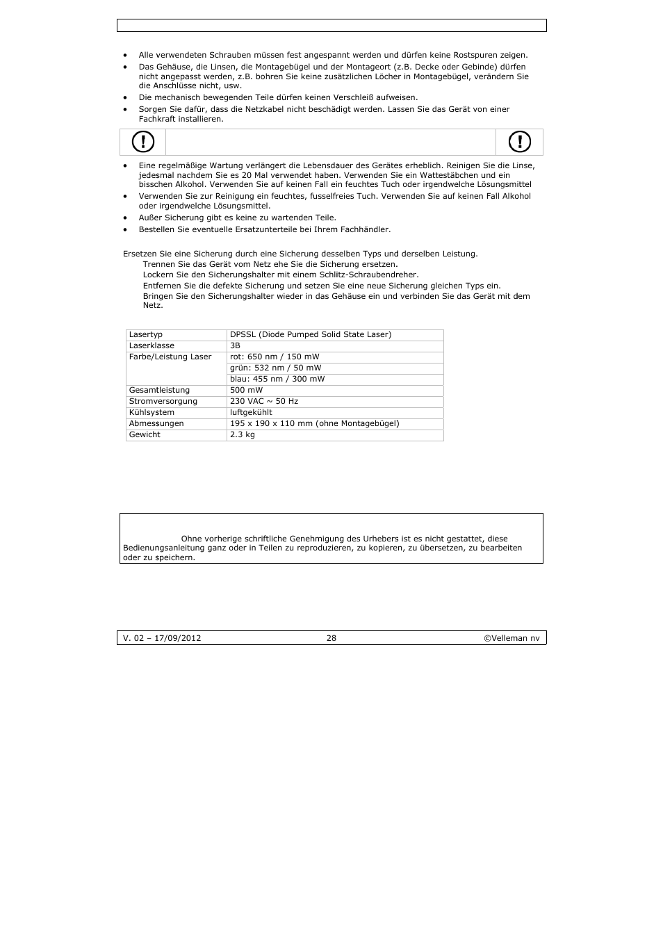 Velleman VDP5001RGBLD5 User Manual | Page 28 / 30
