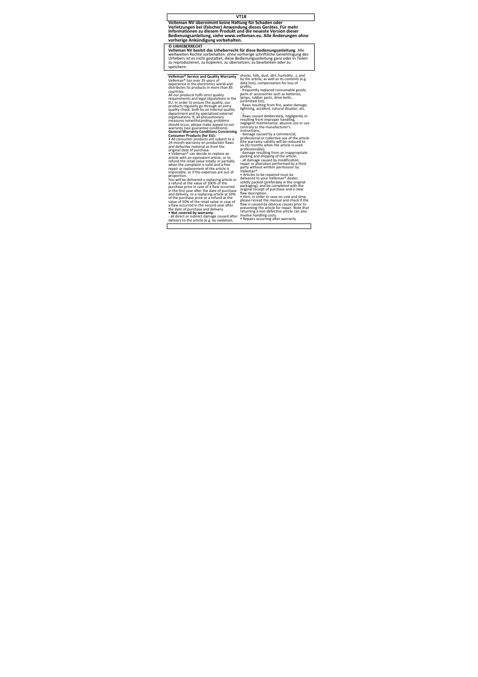 Velleman VT18 User Manual | Page 13 / 17