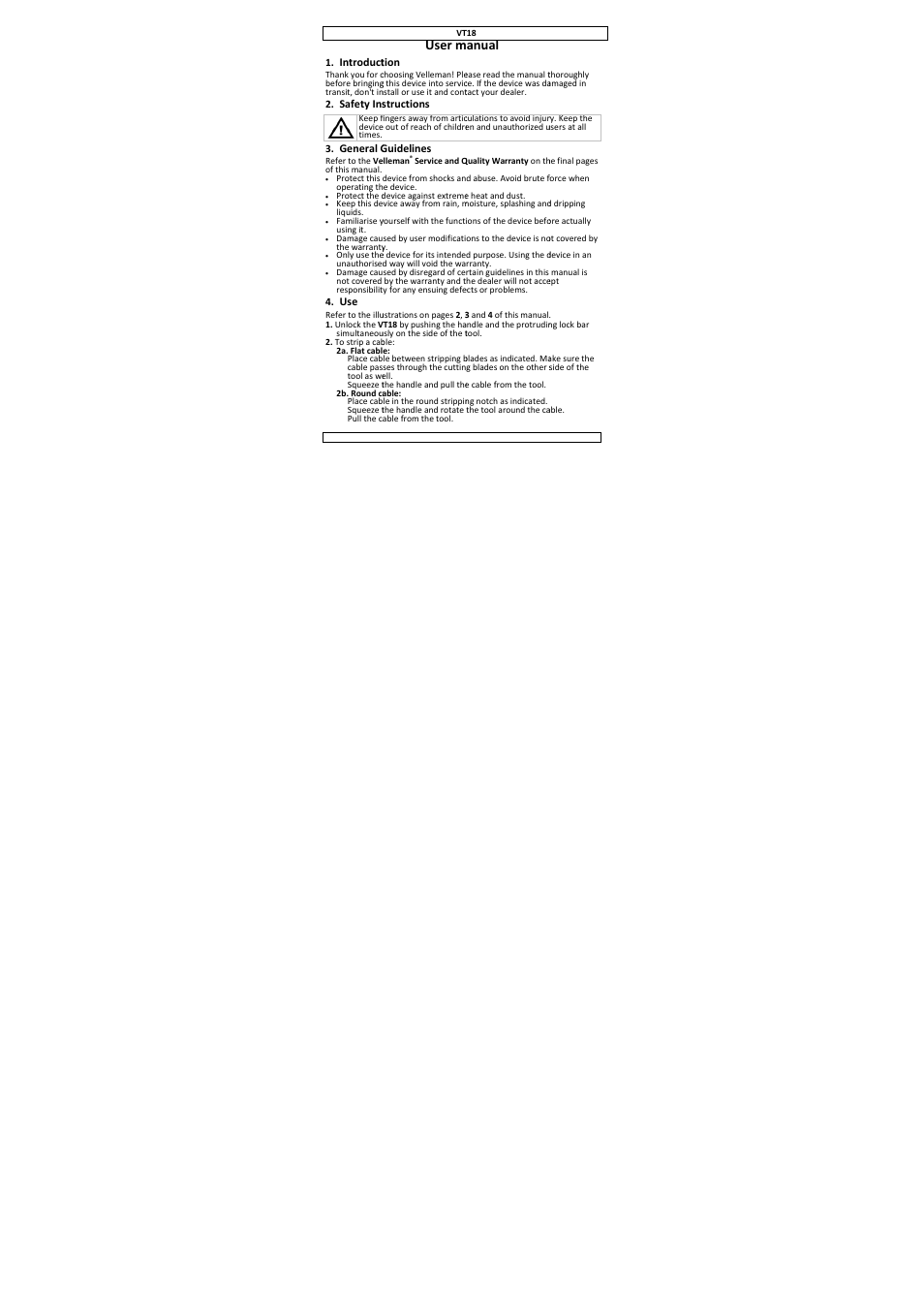 User manual, User m, Anual | Velleman VT18 User Manual | Page 5 / 17