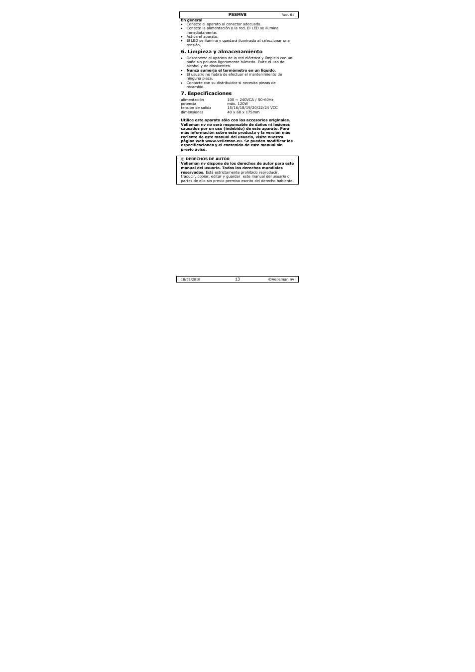 Velleman PSSMV8 User Manual | Page 13 / 20