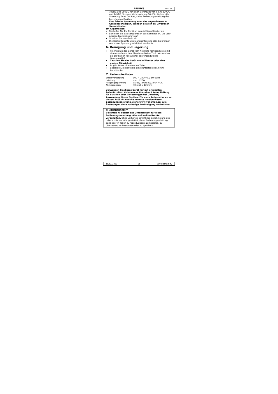 Velleman PSSMV8 User Manual | Page 16 / 20