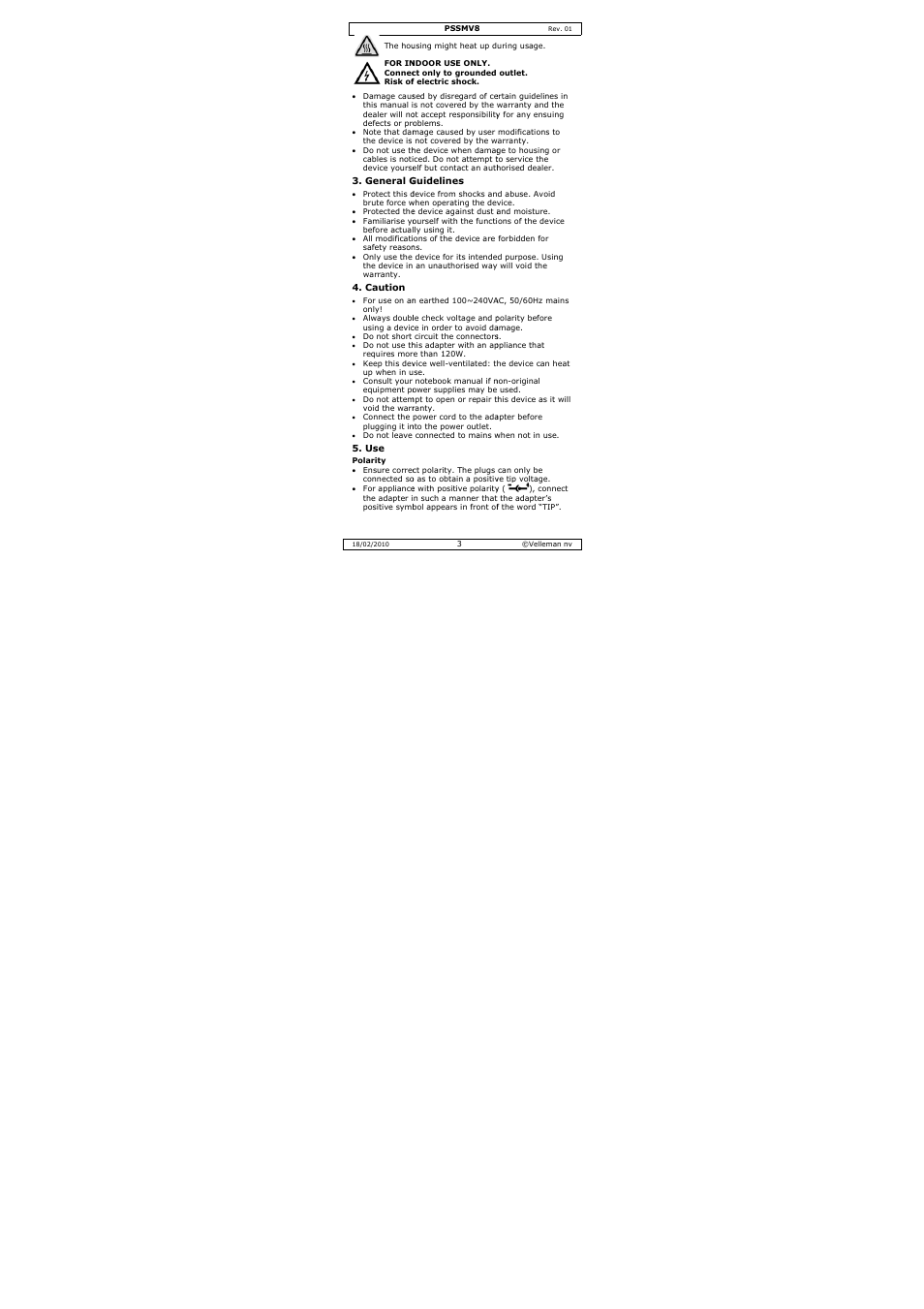 Velleman PSSMV8 User Manual | Page 3 / 20