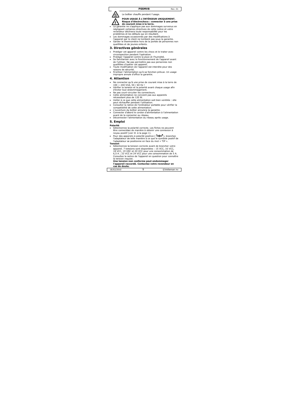 Velleman PSSMV8 User Manual | Page 9 / 20