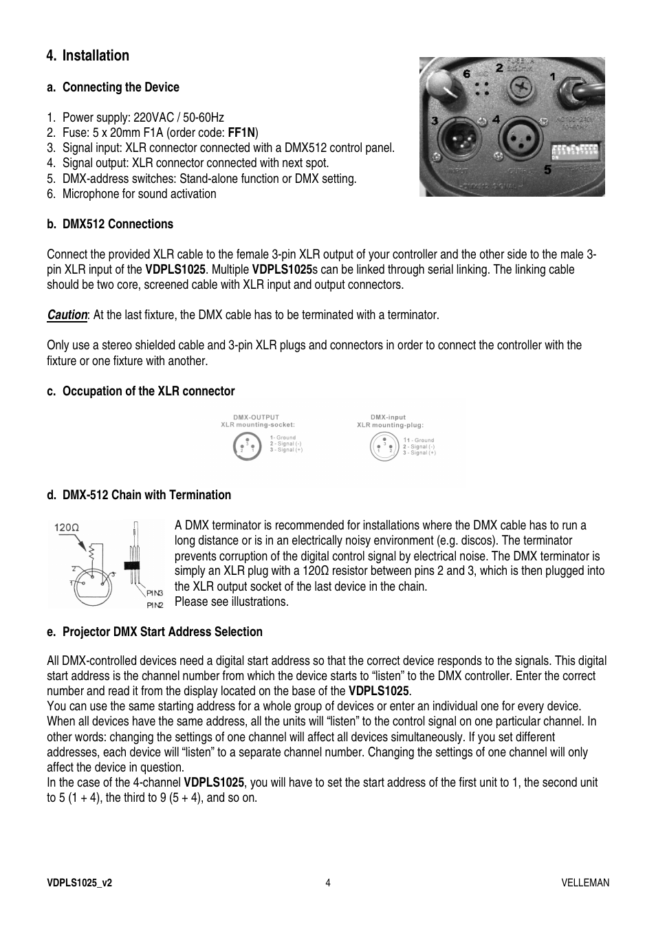 Velleman VDPLS1025 User Manual | Page 4 / 19
