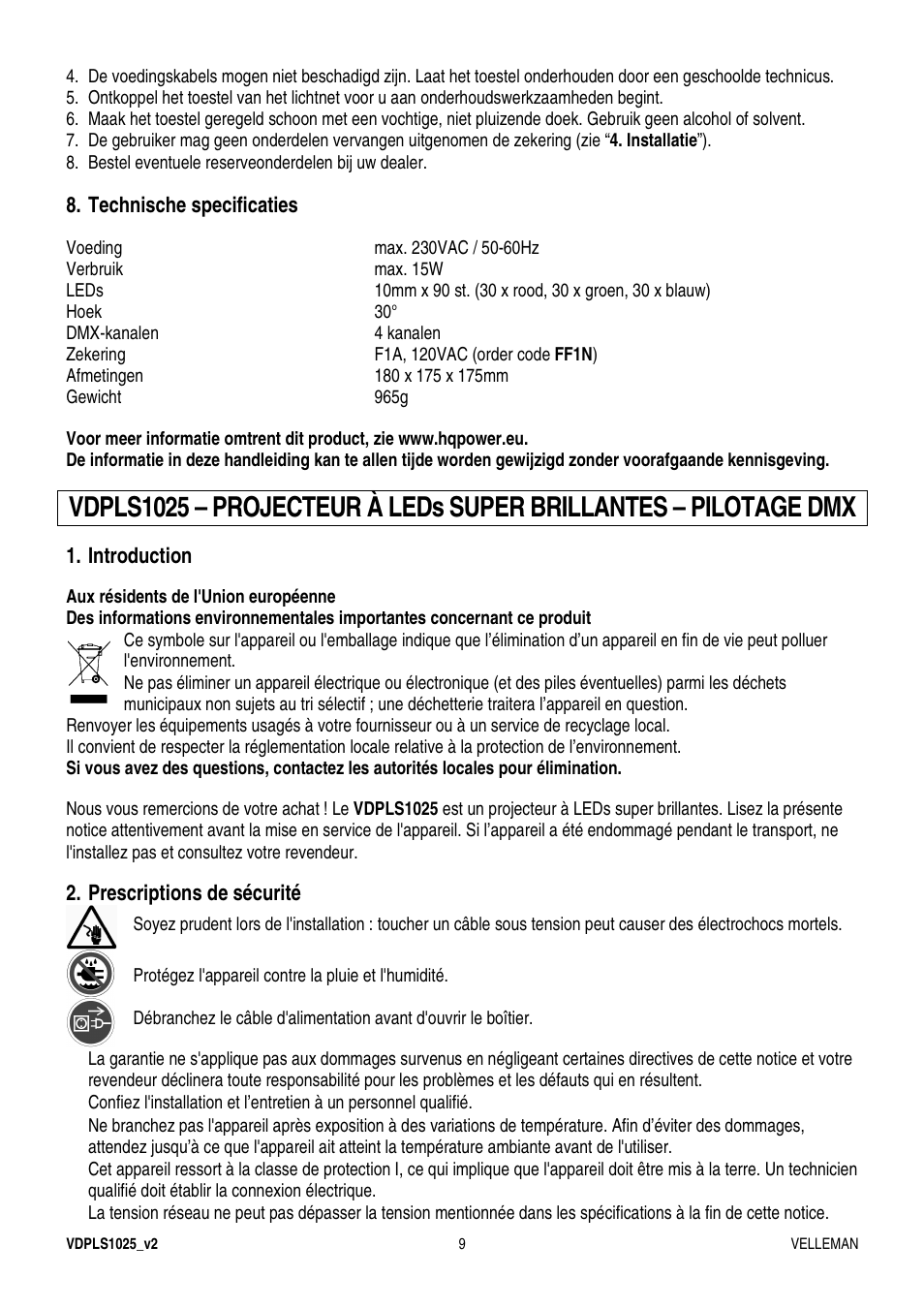 Velleman VDPLS1025 User Manual | Page 9 / 19