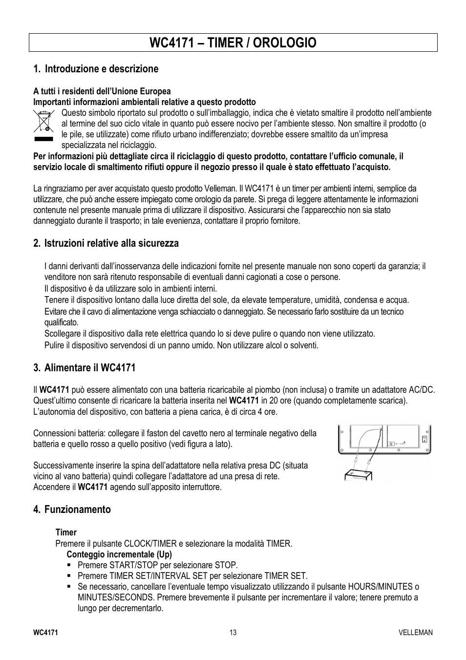 Wc4171 – timer / orologio | Velleman WC4171 User Manual | Page 13 / 16