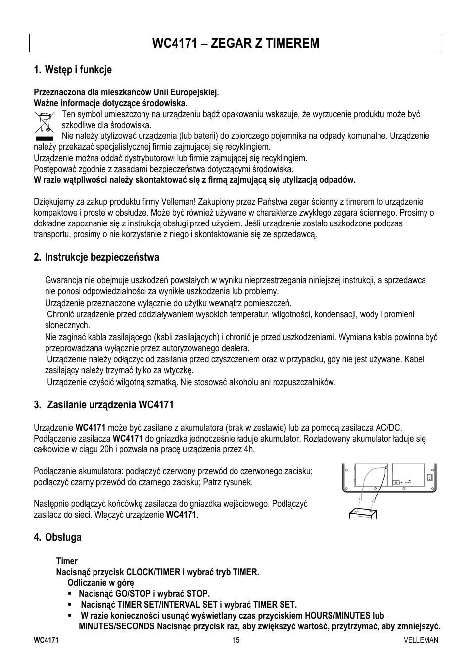 Wc4171 – zegar z timerem | Velleman WC4171 User Manual | Page 15 / 16
