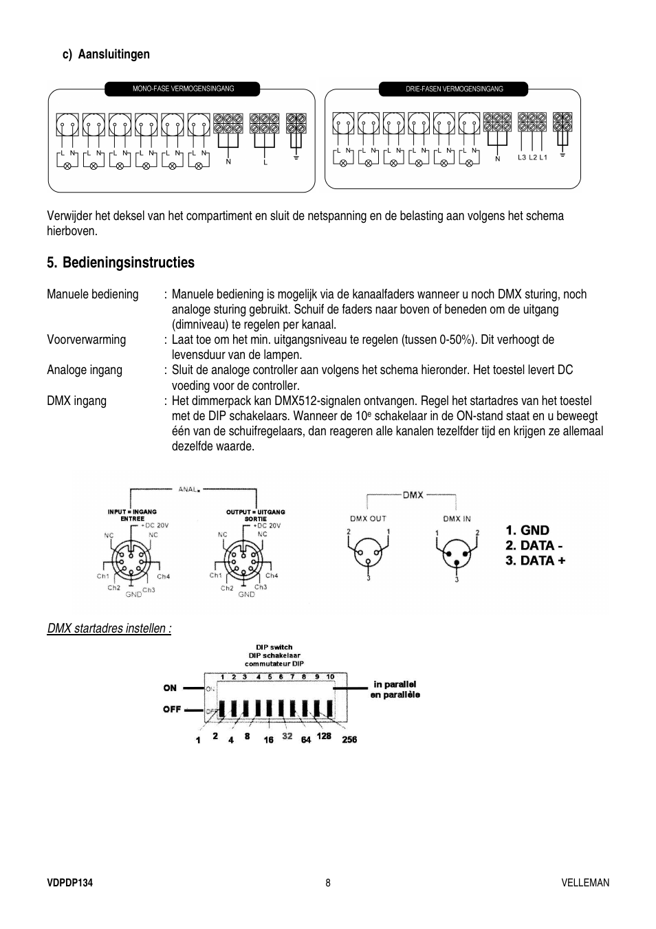 Bedieningsinstructies | Velleman VDPDP134 User Manual | Page 8 / 19