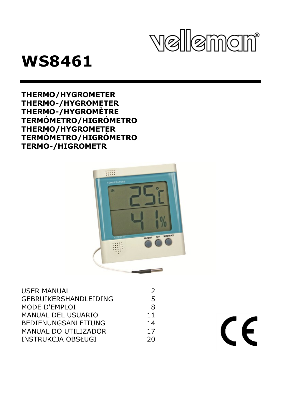 Velleman WS8461 User Manual | 26 pages