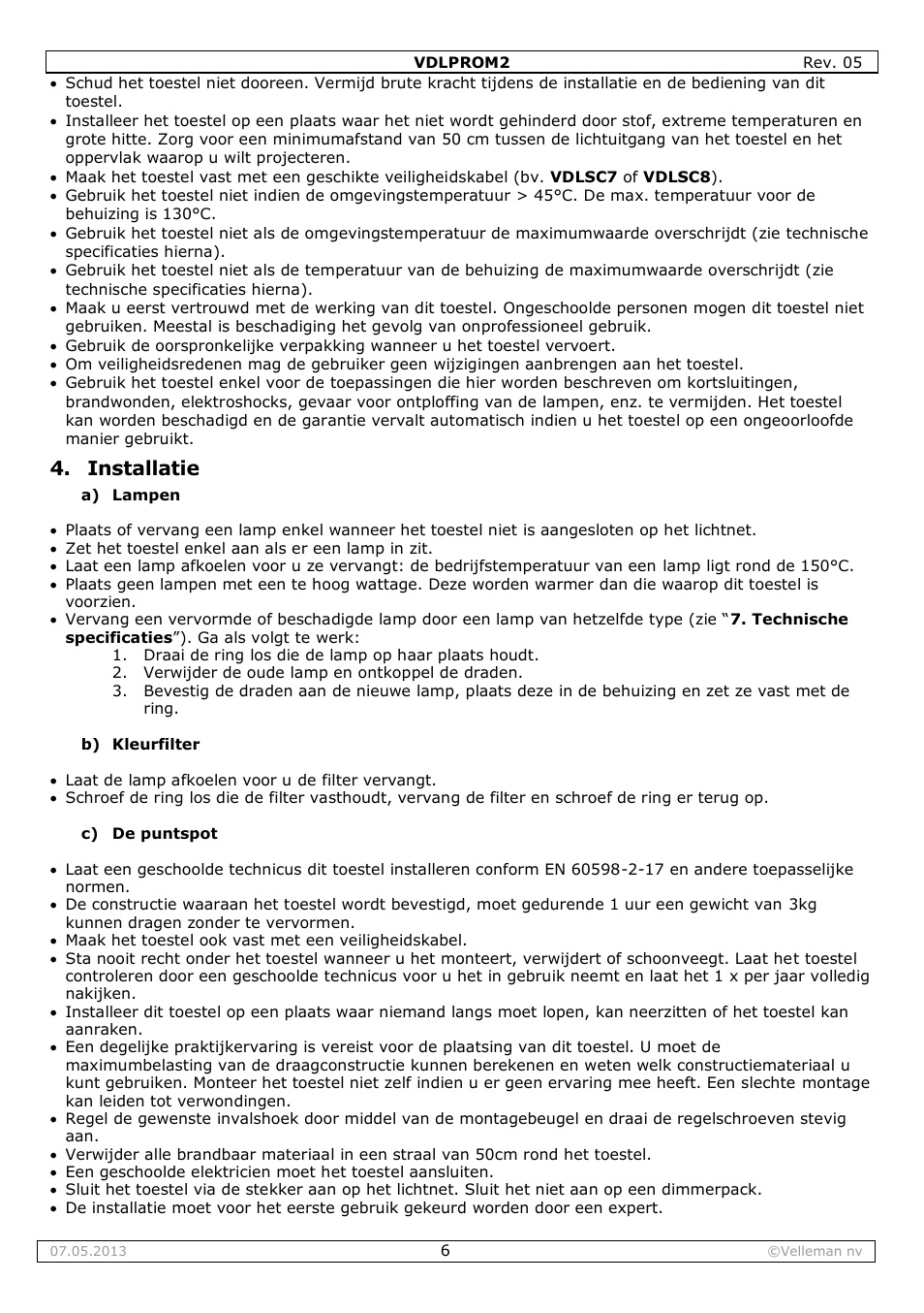 Installatie | Velleman VDLPROM2 User Manual | Page 6 / 26