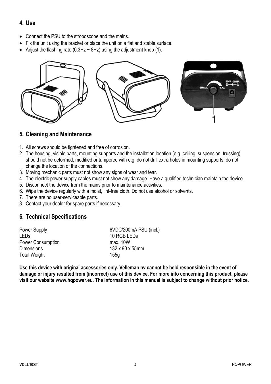 Velleman VDLL10ST User Manual | Page 4 / 14
