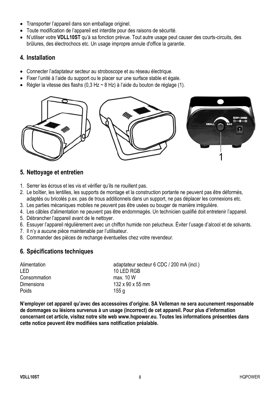 Velleman VDLL10ST User Manual | Page 8 / 14
