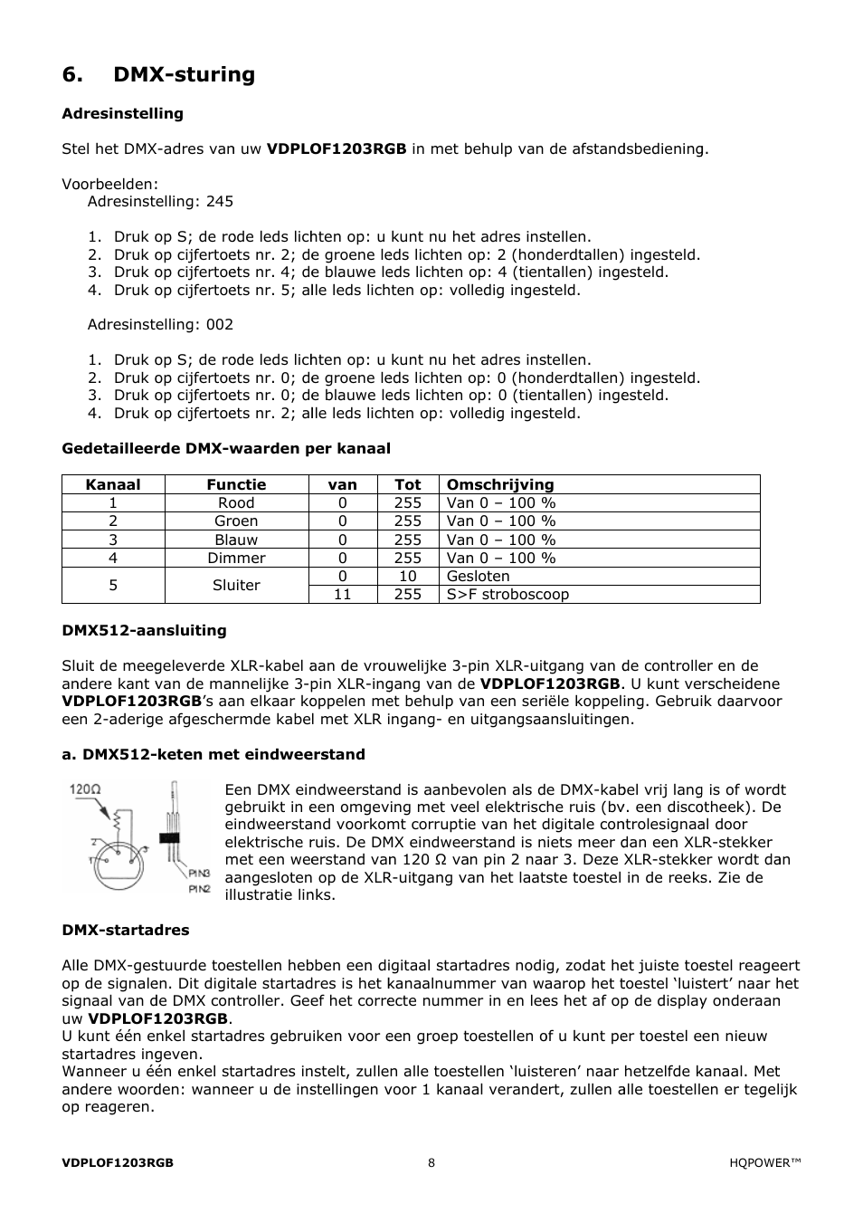X-sturin | Velleman VDPLOF1203RGB User Manual | Page 8 / 23