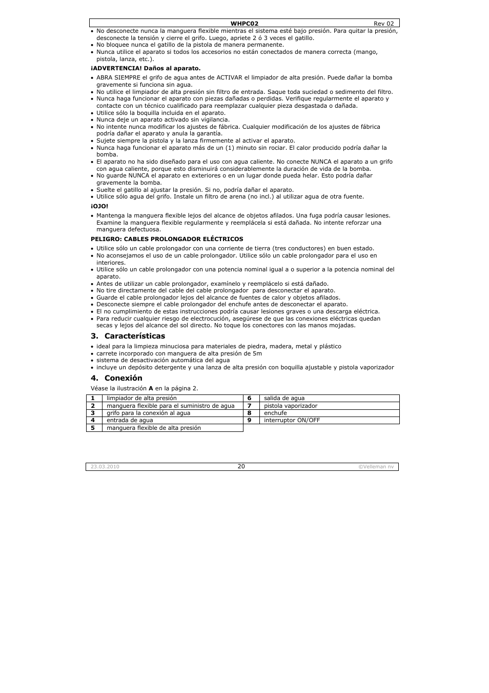 Velleman WHPC02 User Manual | Page 20 / 37