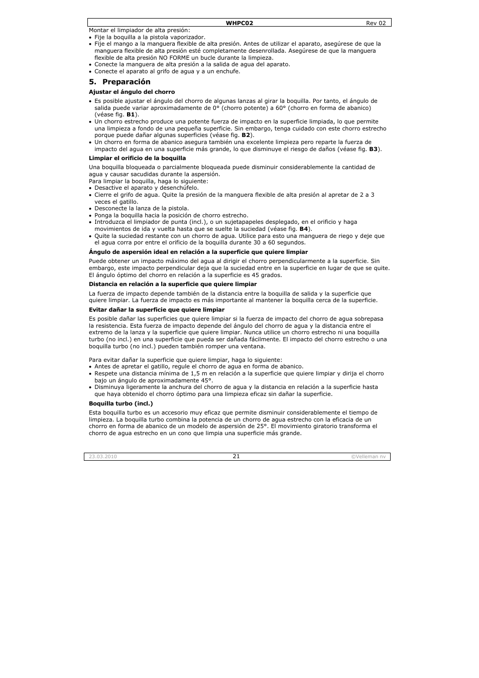 Velleman WHPC02 User Manual | Page 21 / 37