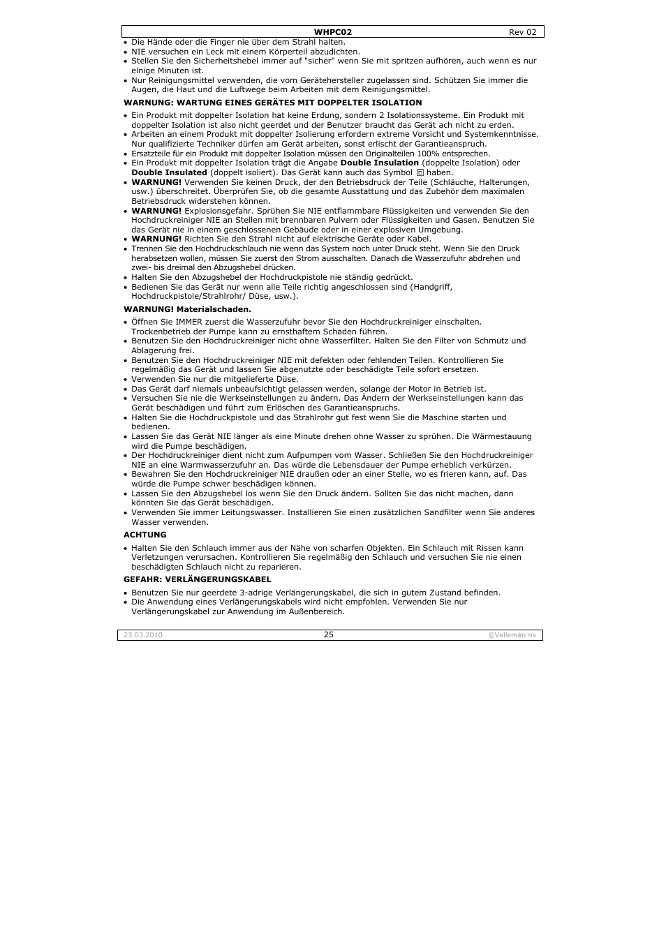 Velleman WHPC02 User Manual | Page 25 / 37