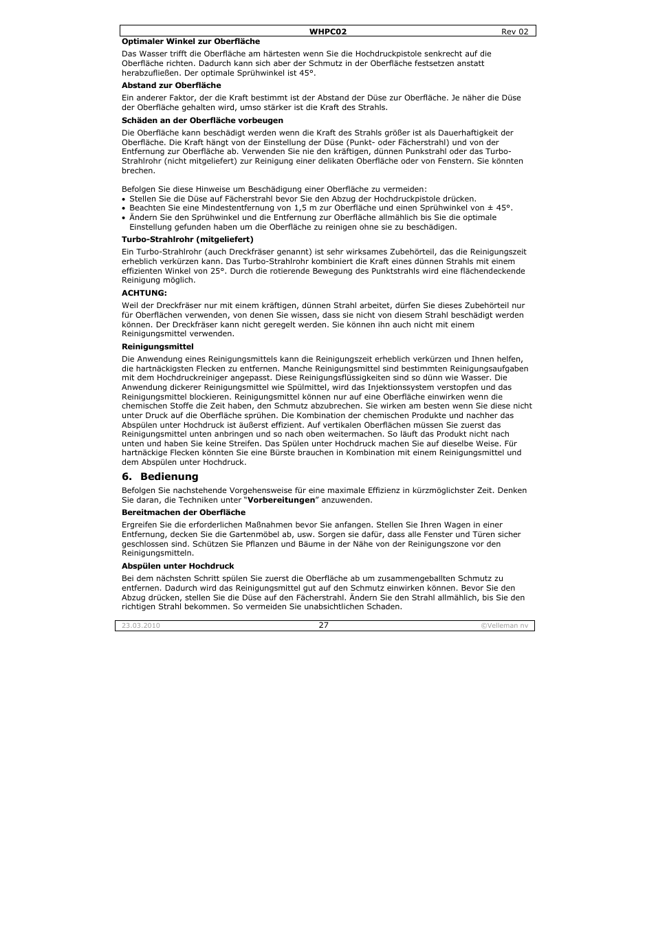 Velleman WHPC02 User Manual | Page 27 / 37