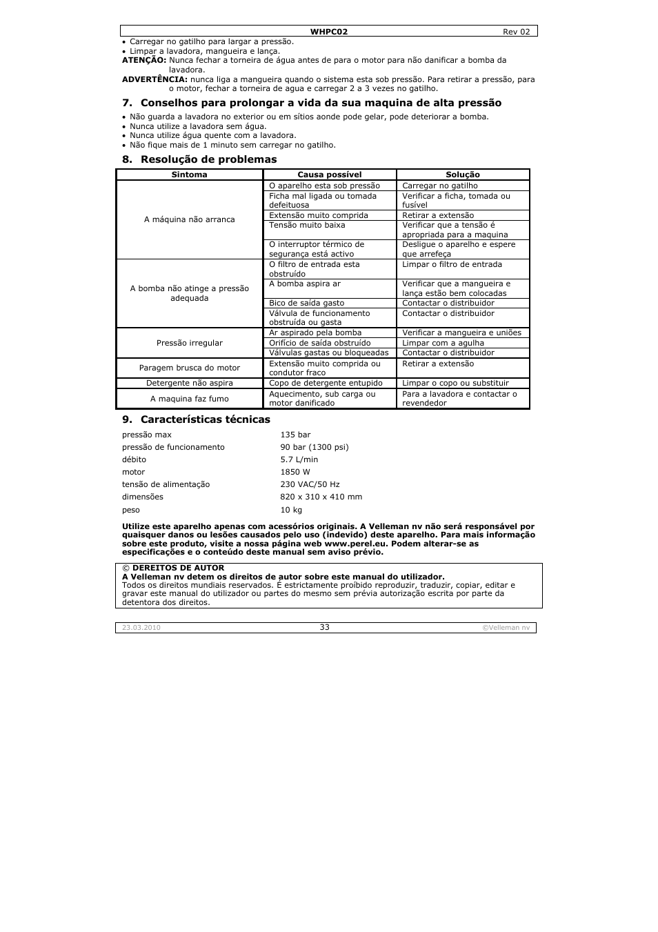 Velleman WHPC02 User Manual | Page 33 / 37