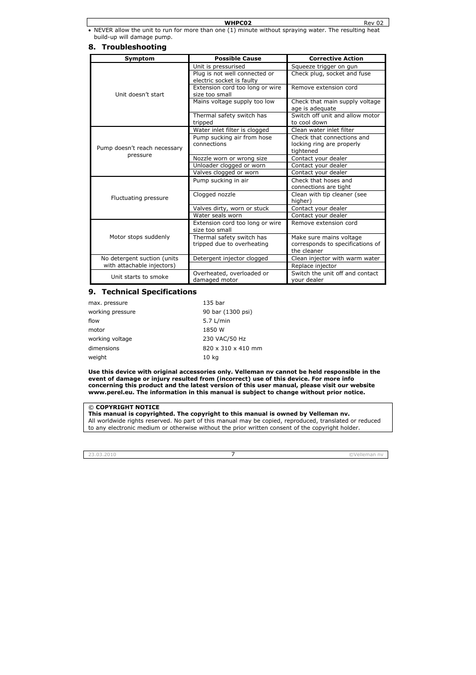 Velleman WHPC02 User Manual | Page 7 / 37