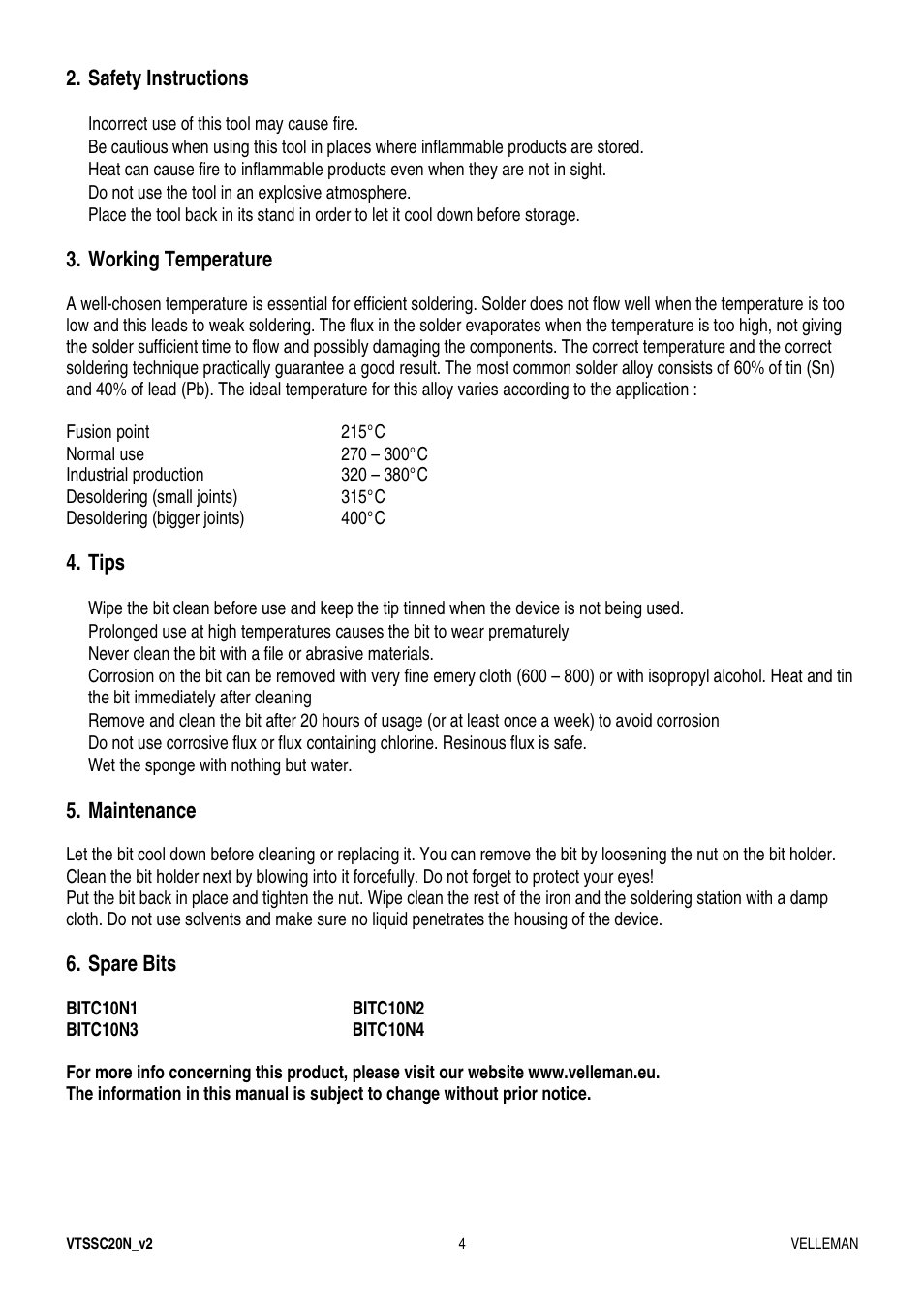 Velleman VTSSC20N User Manual | Page 4 / 11