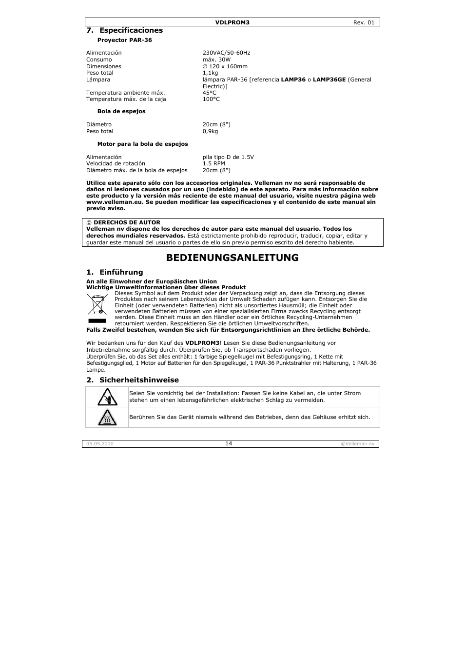 Bedie, Enungs, Anleitu | Velleman VDLPROM3 User Manual | Page 14 / 19