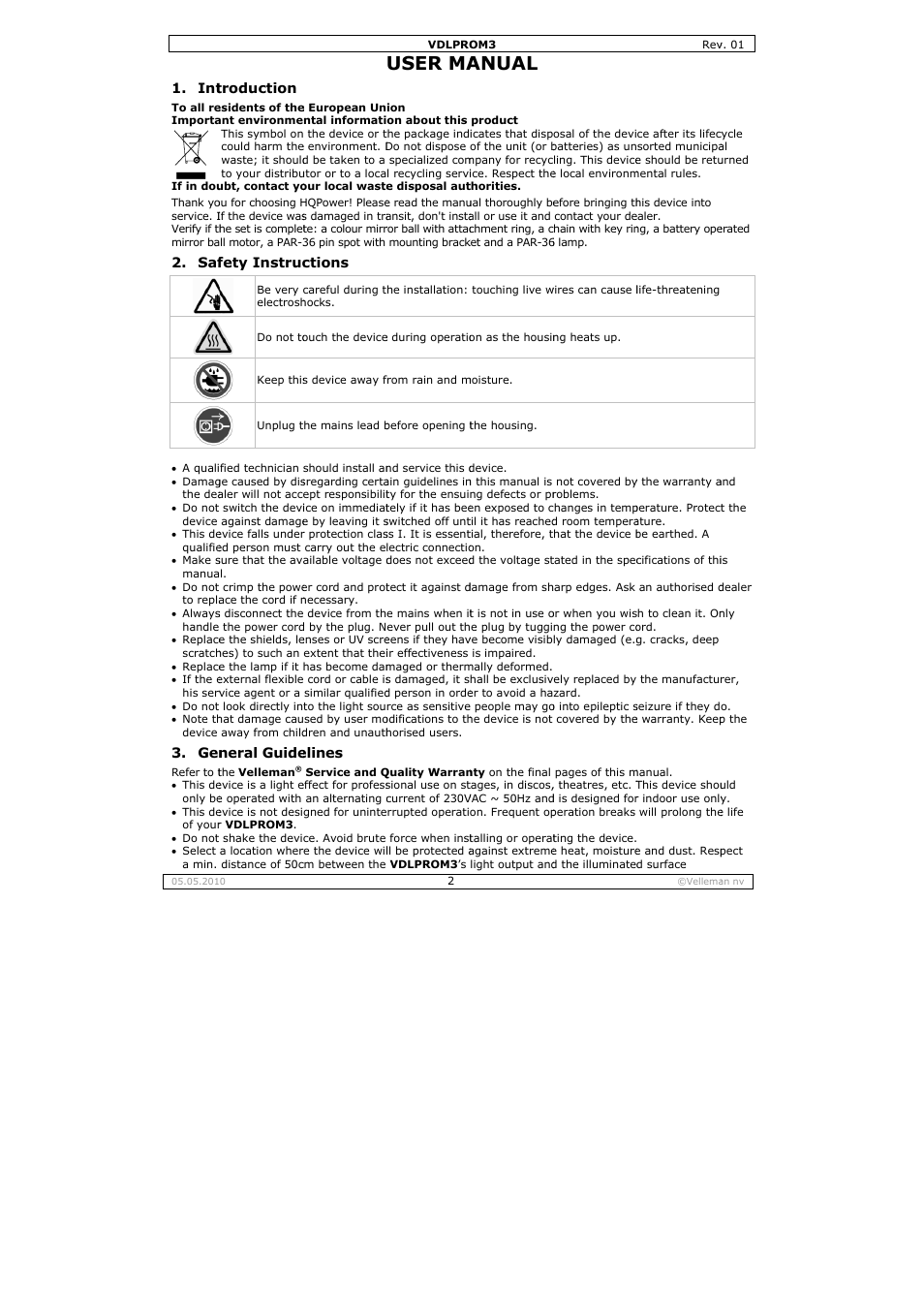 User ma, Anual | Velleman VDLPROM3 User Manual | Page 2 / 19