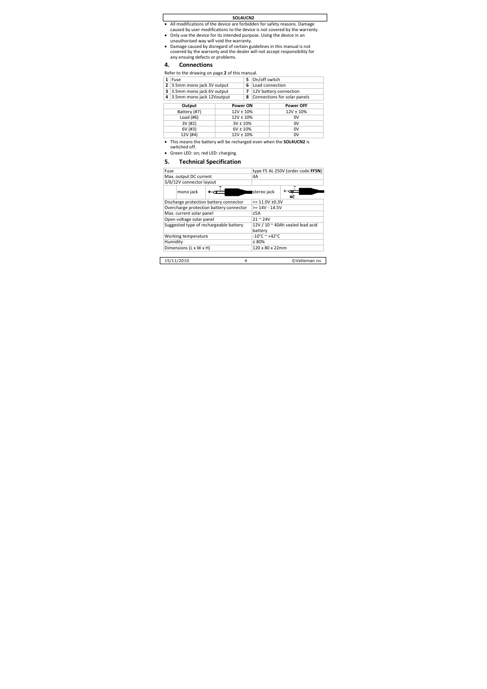 Velleman SOL4UCN2 User Manual | Page 4 / 22